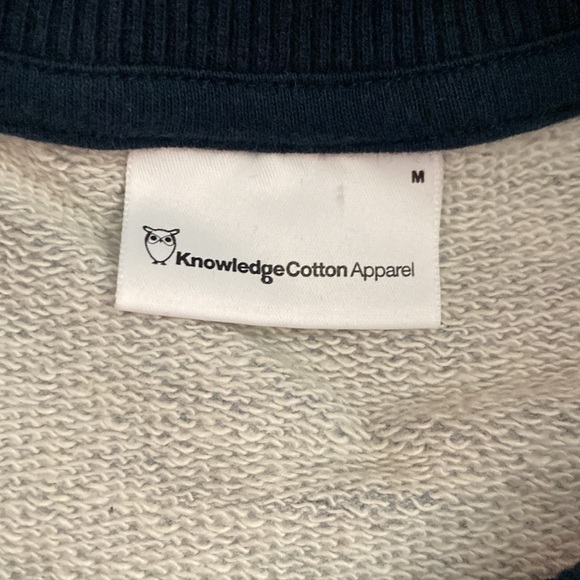 Knowledge Cotton Apparel Navy Blue Pullover 100% Cotton Sweater Size Medium - Picture 4 of 6